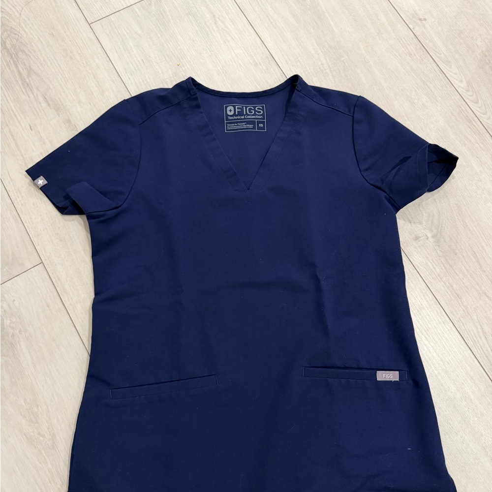 Figs Deep Blue V-Neck Scrub Top
